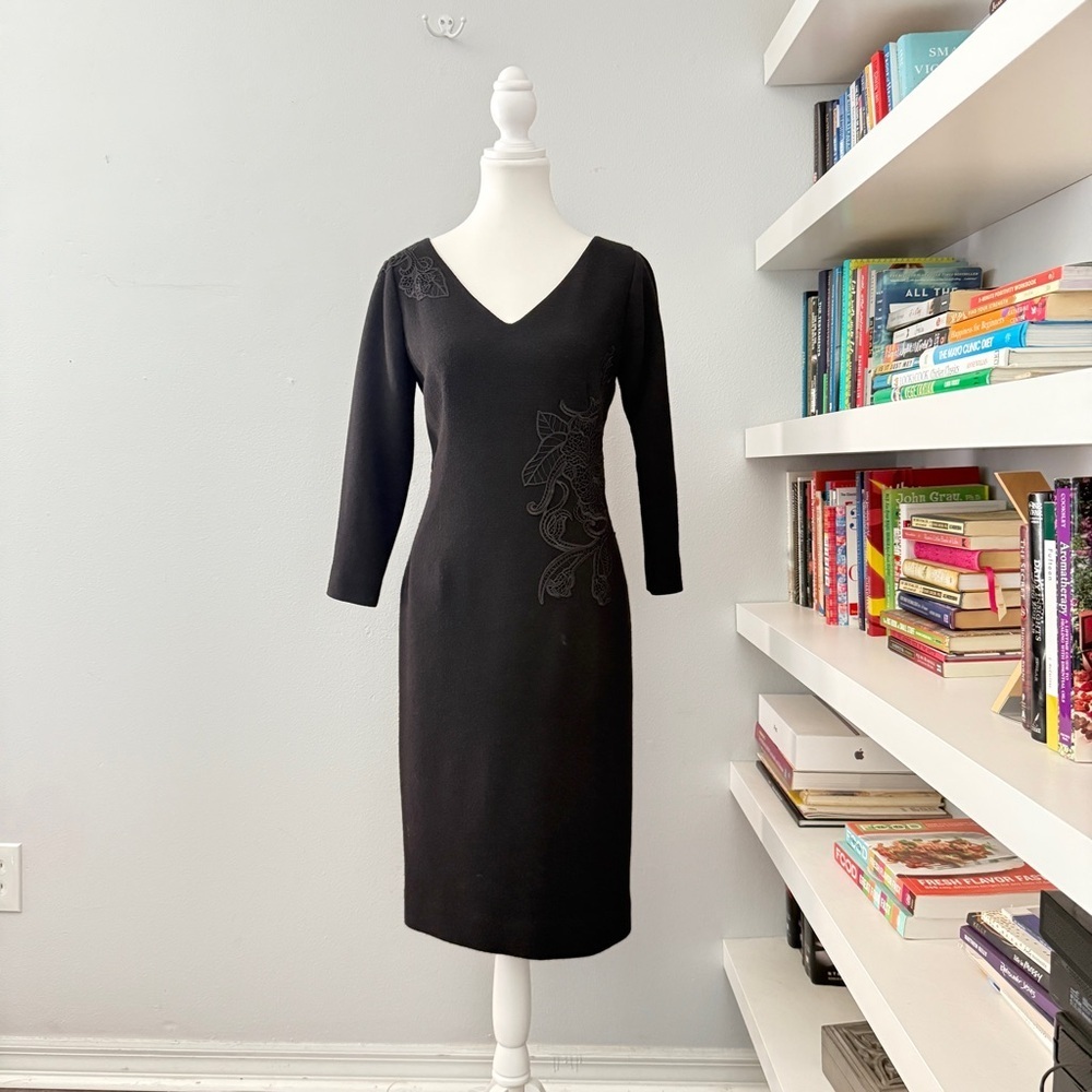 Carlisle Black Long Sleeve Wool Dress sz 2